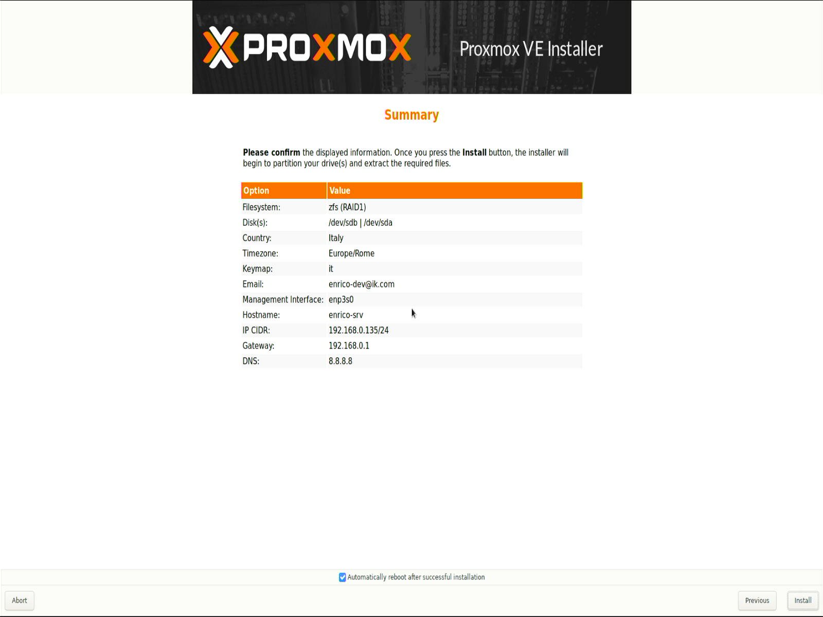 proxmox riepilogo